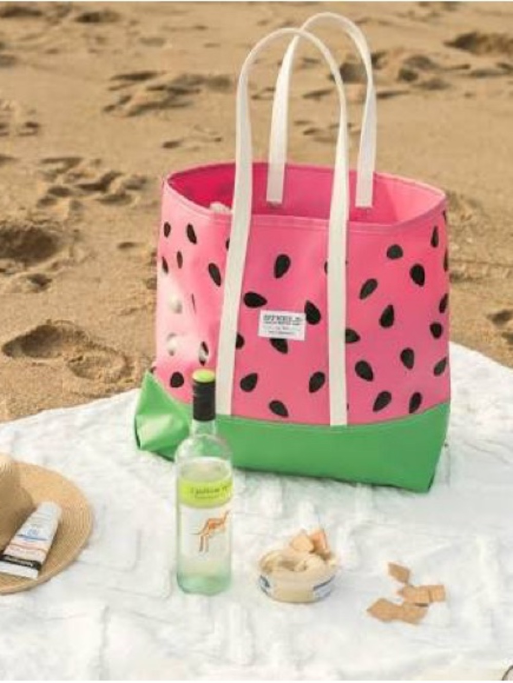 Steele Canvas Steelex Watermelon Vinyl Beach Tote Bag Pink & Green Shopper